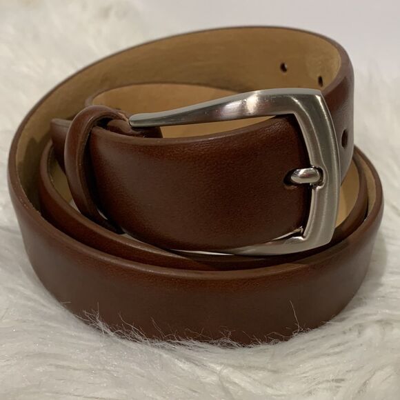 TASSO Elba brown leather belt with silver buckle NWOT men’s sz 36/90 - Picture 6 of 7
